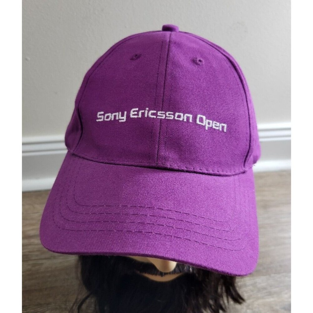 Unisex OS Purple Adjustable Baseball Cap Embroidered "Sony Ericsson Open" Tennis